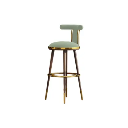 Glam Wood Velvet Upholstered Gold Accent Bar Stool