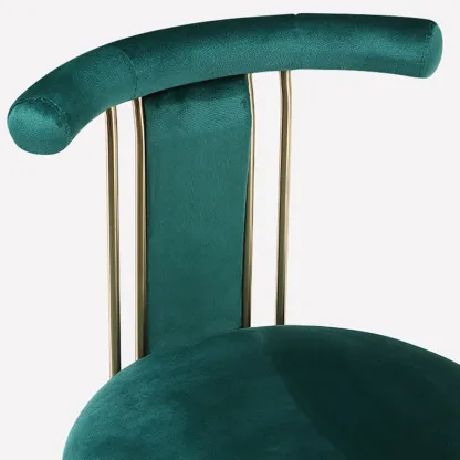 Glam Wood Velvet Upholstered Gold Accent Bar Stool