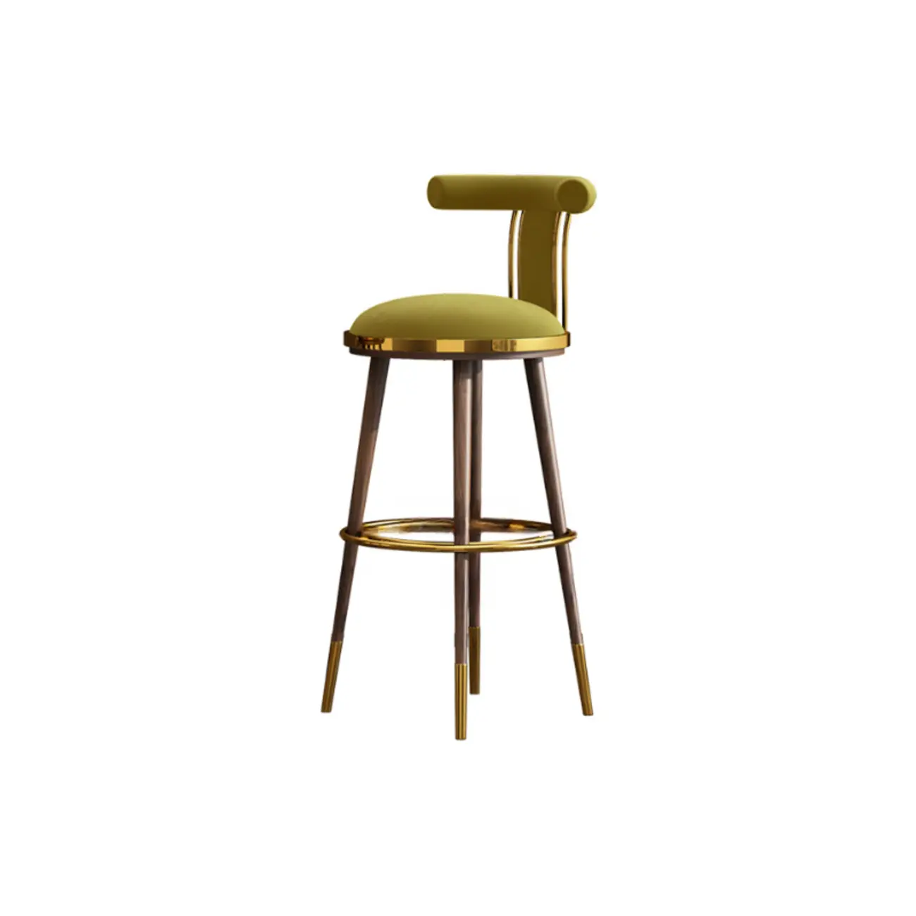 Glam Wood Velvet Upholstered Gold Accent Bar Stool | homeyfad