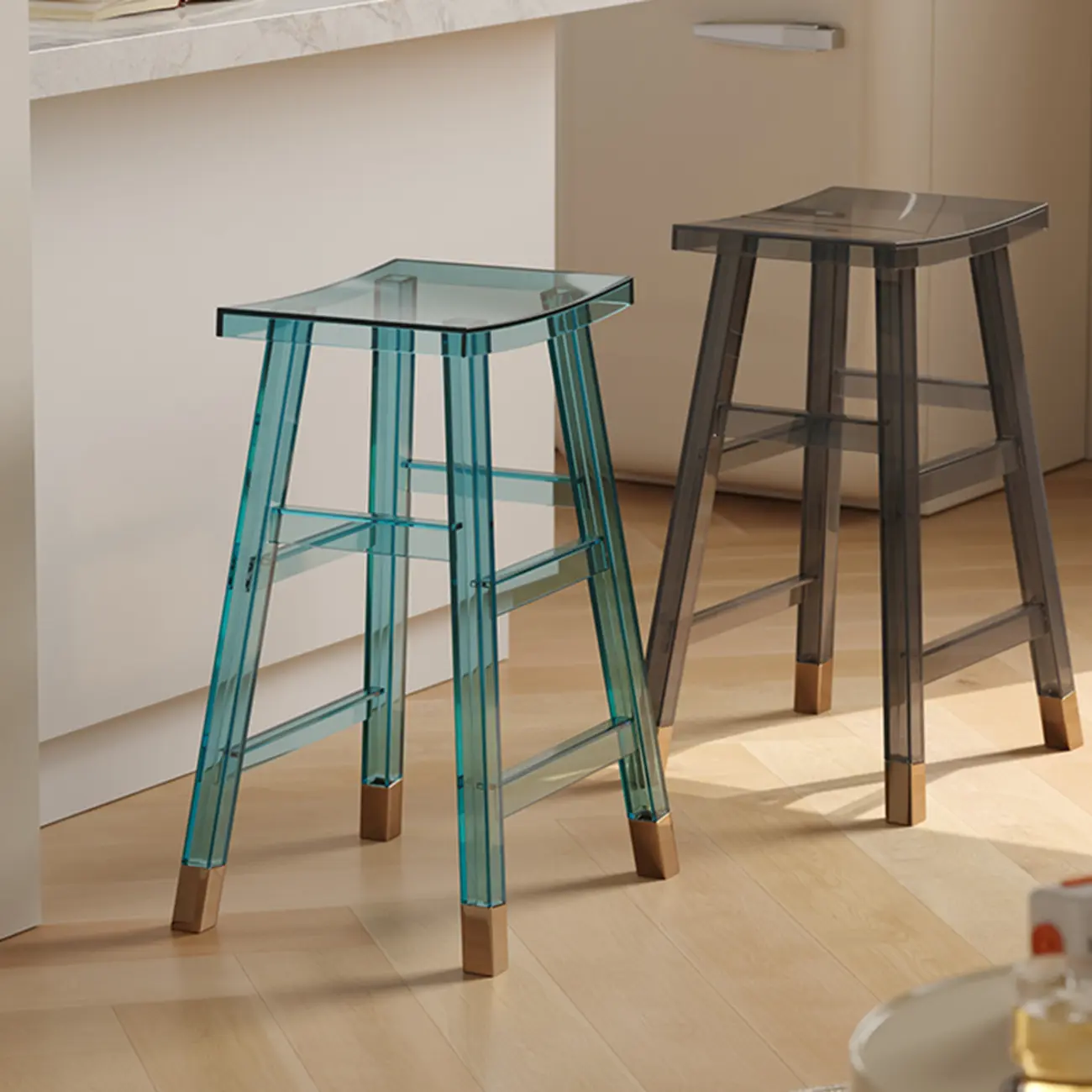 Saddle Acrylic Counter Height Backless Bar Stools Image - 2 | homeyfad