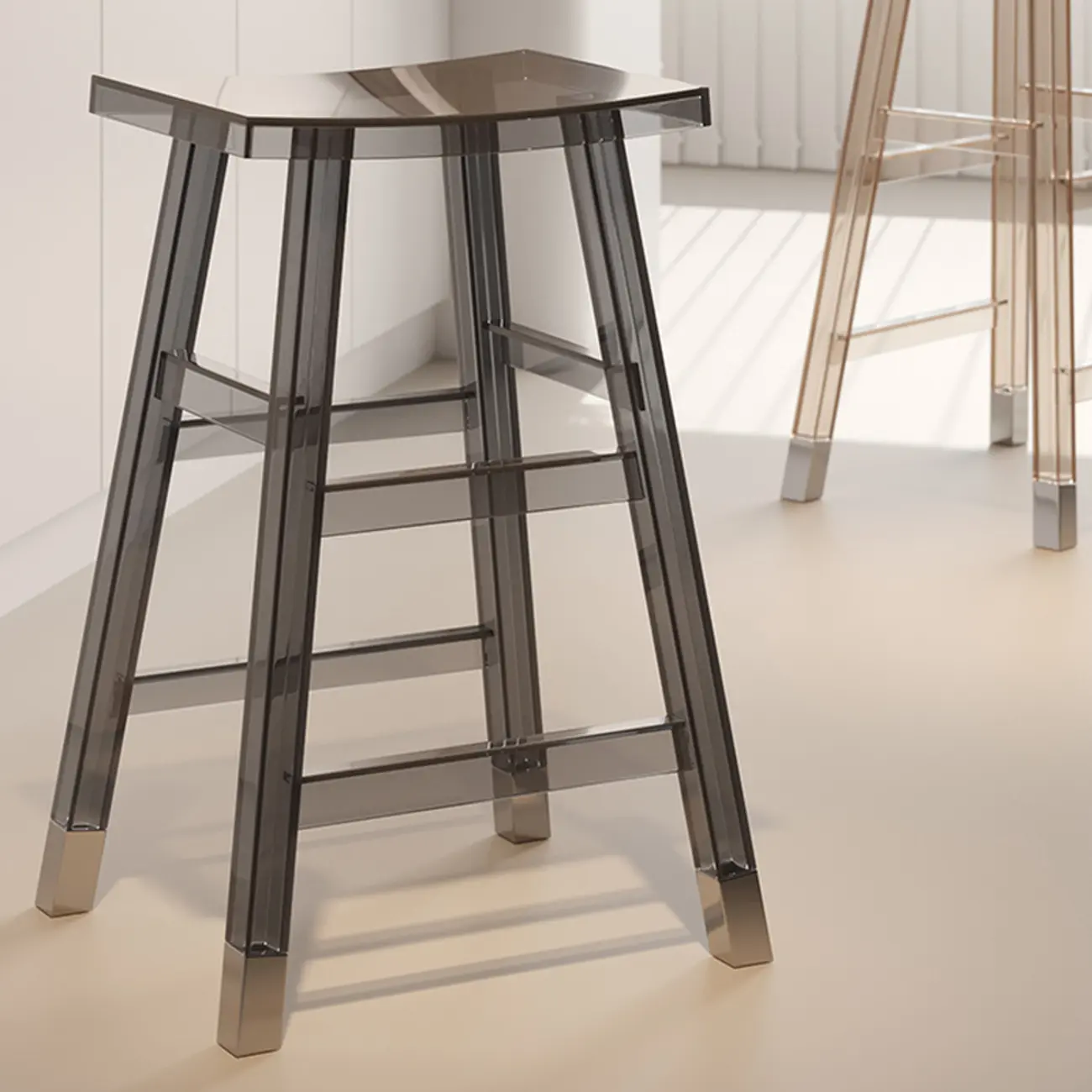 Saddle Acrylic Counter Height Backless Bar Stools Image - 8 | homeyfad