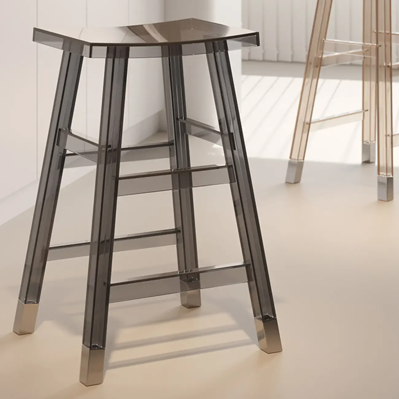 Saddle Acrylic Counter Height Backless Bar Stools Image - 8