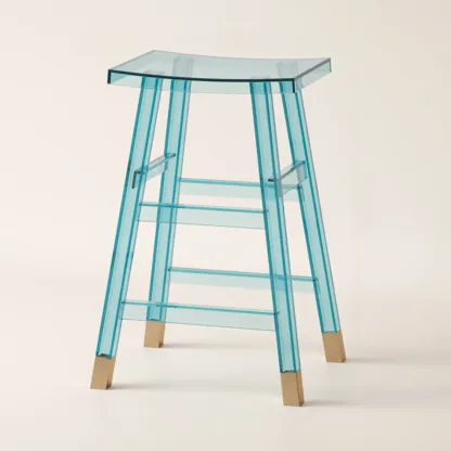 Saddle Acrylic Counter Height Backless Bar Stools Image - 9