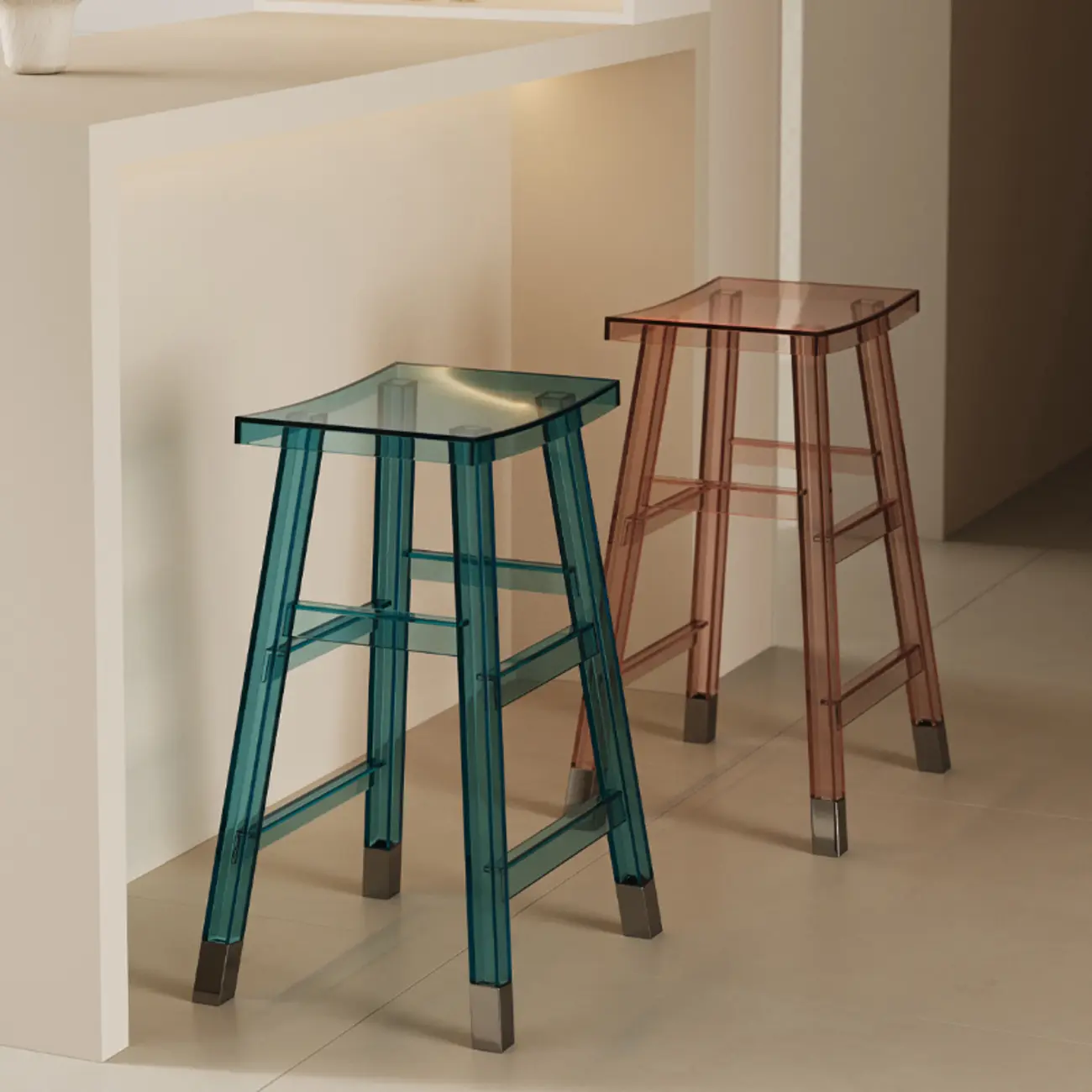 Saddle Acrylic Counter Height Backless Bar Stools Image - 3 | homeyfad