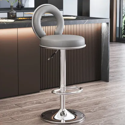 Glam Gold Steel Adjustable Cushioned Bar Stool Image - 5
