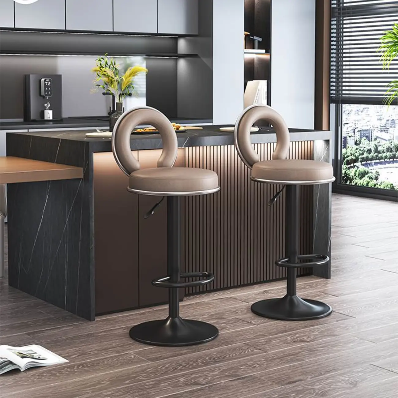 Glam Gold Steel Adjustable Cushioned Bar Stool Image - 17 | homeyfad