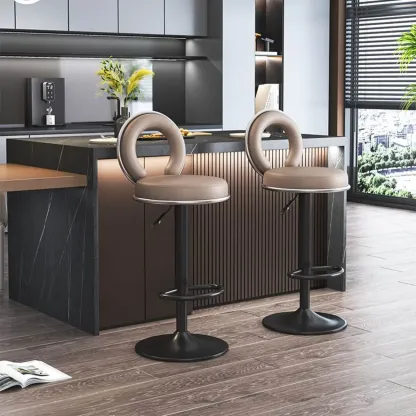 Glam Gold Steel Adjustable Cushioned Bar Stool Image - 17