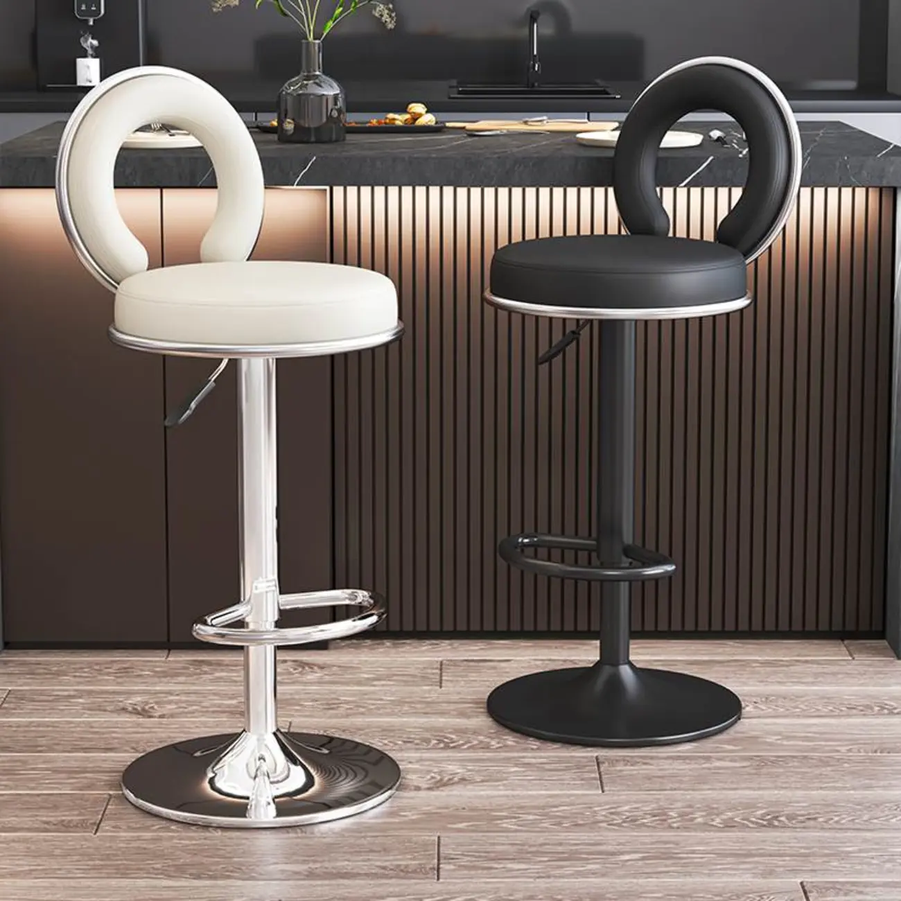 Glam Gold Steel Adjustable Cushioned Bar Stool Image - 16 | homeyfad