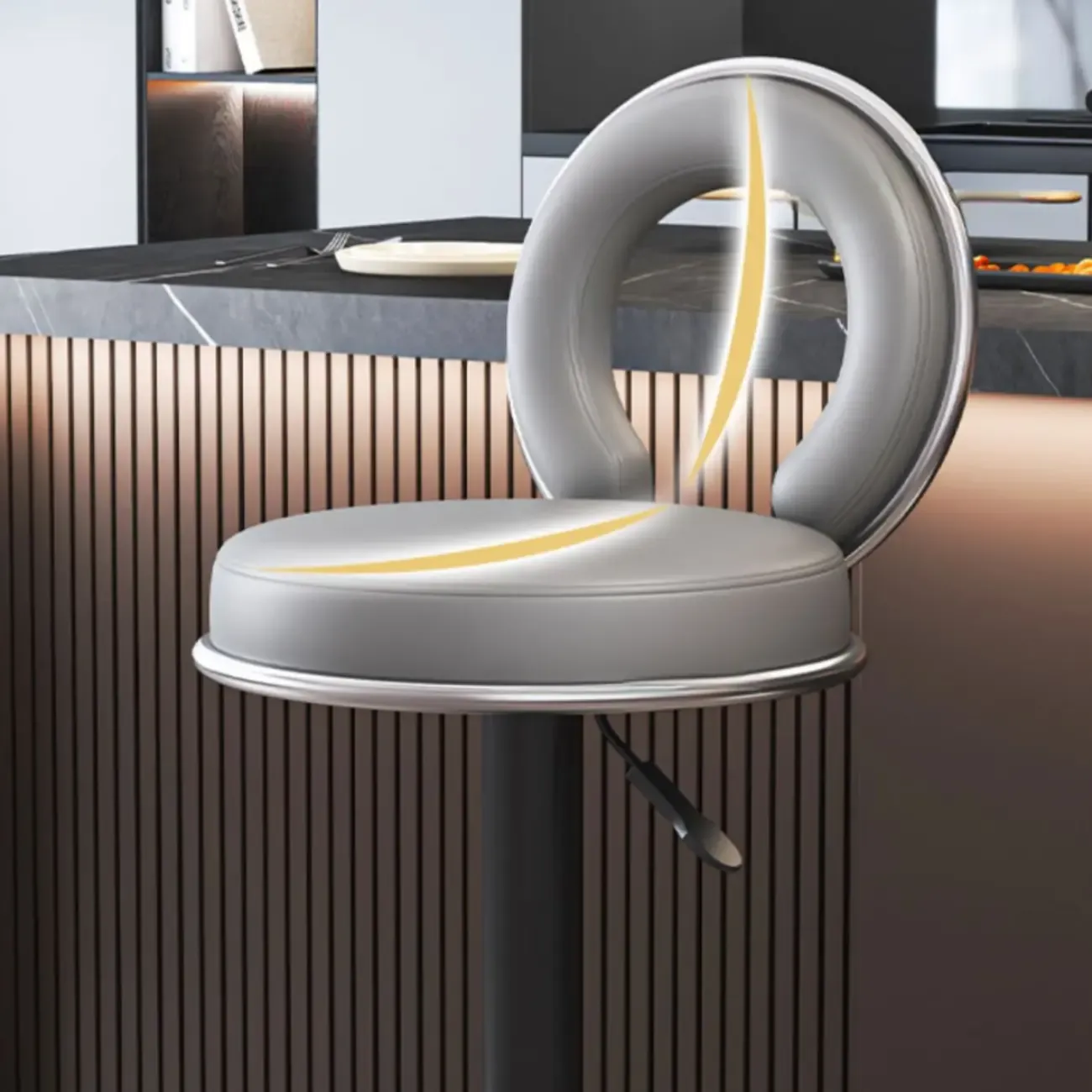 Glam Gold Steel Adjustable Cushioned Bar Stool Image - 20