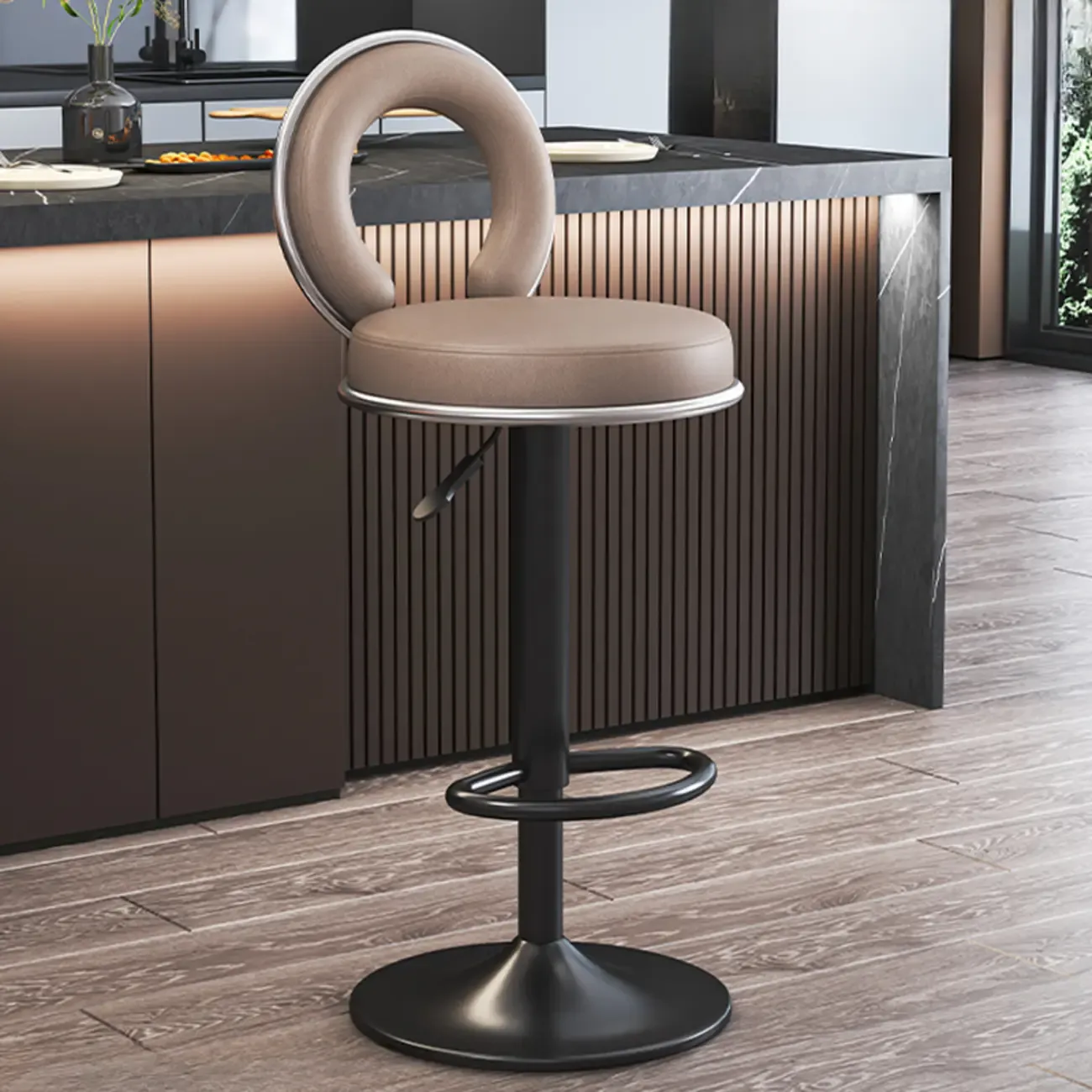 Glam Gold Steel Adjustable Cushioned Bar Stool Image - 6