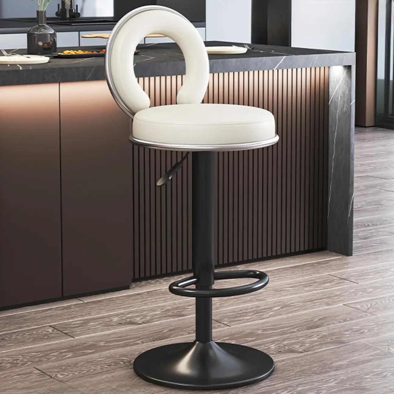 Glam Gold Steel Adjustable Cushioned Bar Stool Image - 9