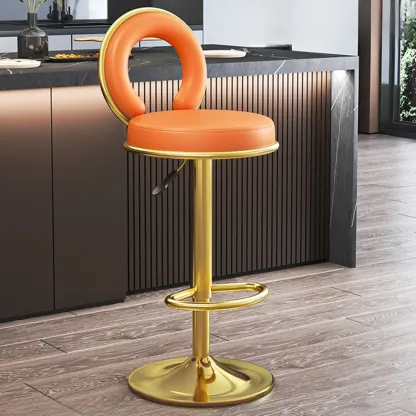 Glam Gold Steel Adjustable Cushioned Bar Stool Image - 11