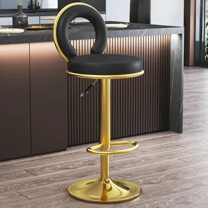 Glam Gold Steel Adjustable Cushioned Bar Stool Image - 15