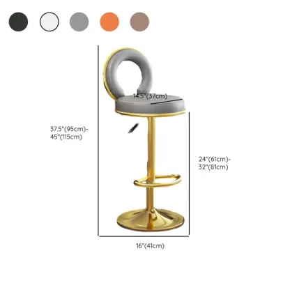 Glam Gold Steel Adjustable Cushioned Bar Stool Image - 25