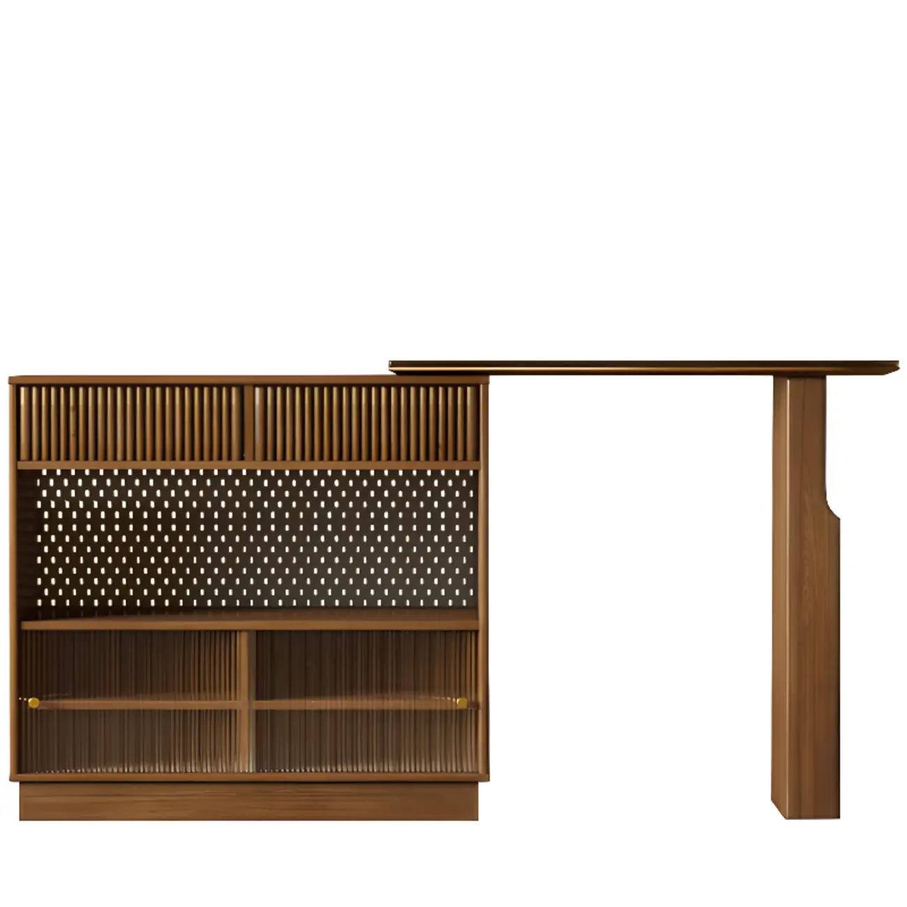 Modern Brown Wooden Stone Storage Convertible Bar Tables Image - 3 | homeyfad