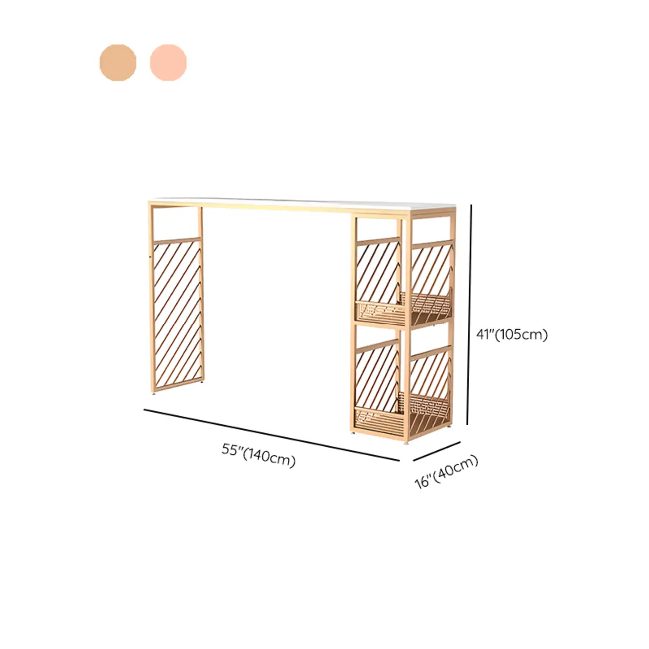 Lavish White Marble Gold Iron 2-Layer Storage Bar Tables Image - 10 | homeyfad