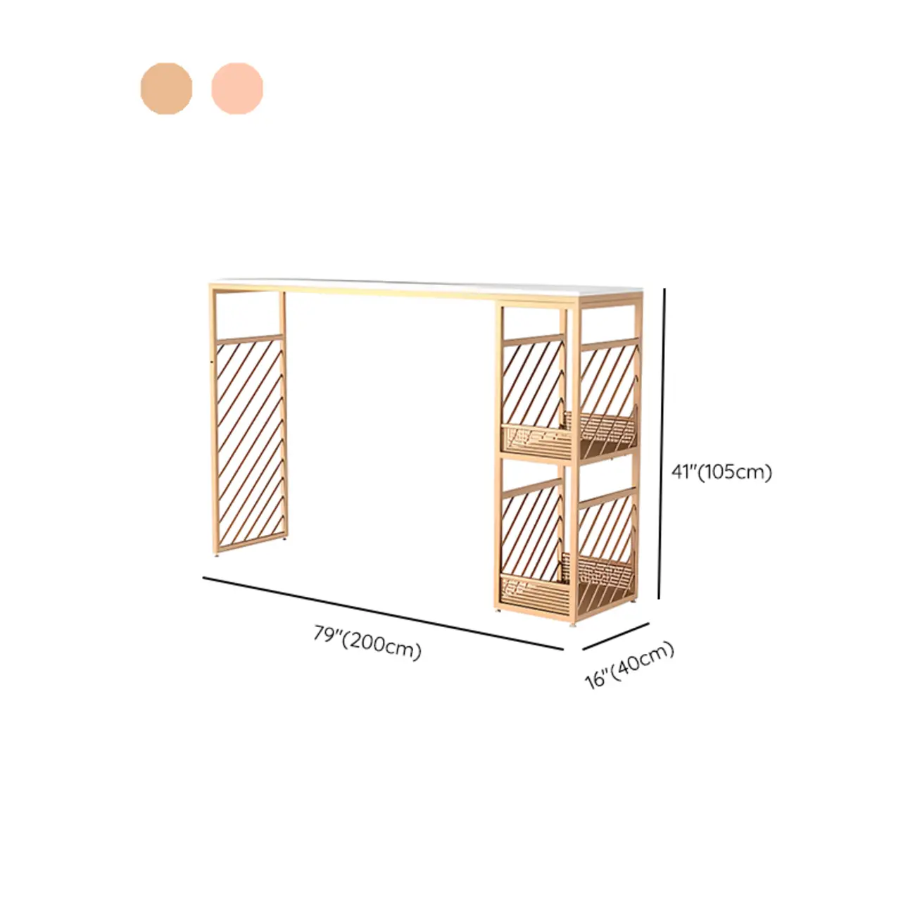 Lavish White Marble Gold Iron 2-Layer Storage Bar Tables Image - 12 | homeyfad