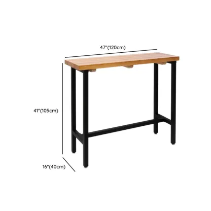 French Country Natural Wooden Iron Trestle Bar Tables #size