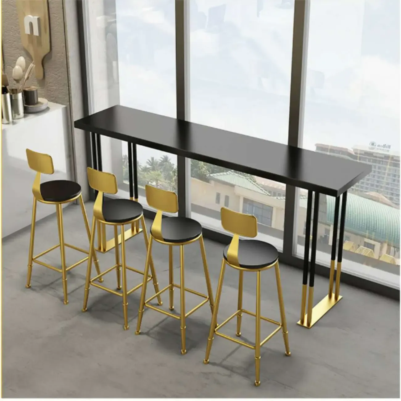 Lavish Black Gold Wood Metal Sled Bar Tables | HomeyFad
