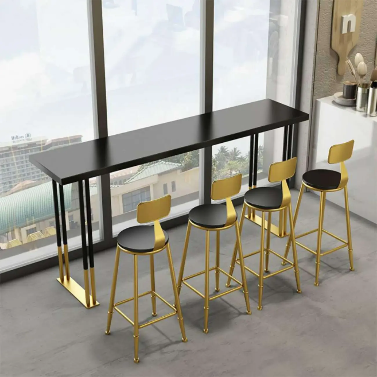 Lavish Black Gold Wood Metal Sled Bar Tables Image - 3 | homeyfad
