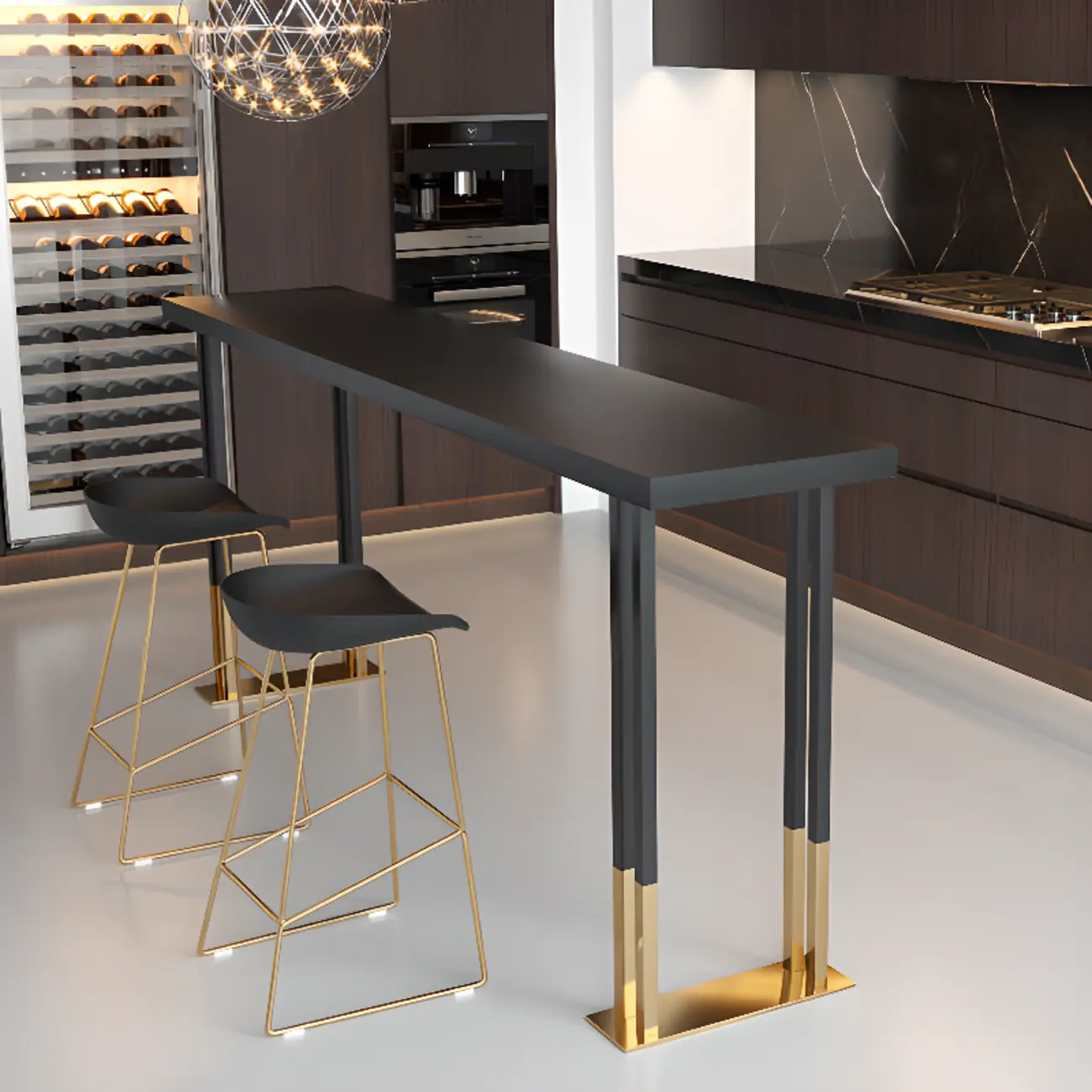 Lavish Black Gold Wood Metal Sled Bar Tables Image - 6 | homeyfad