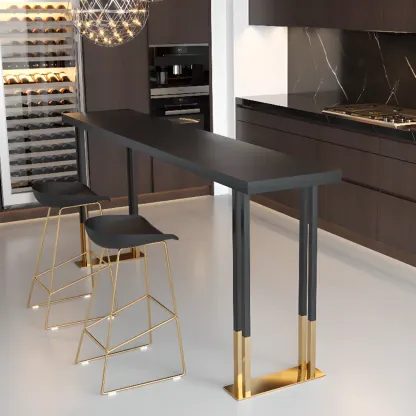 Lavish Black Gold Wood Metal Sled Bar Tables Image - 6