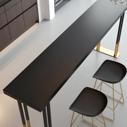 Lavish Black Gold Wood Metal Sled Bar Tables Image - 7