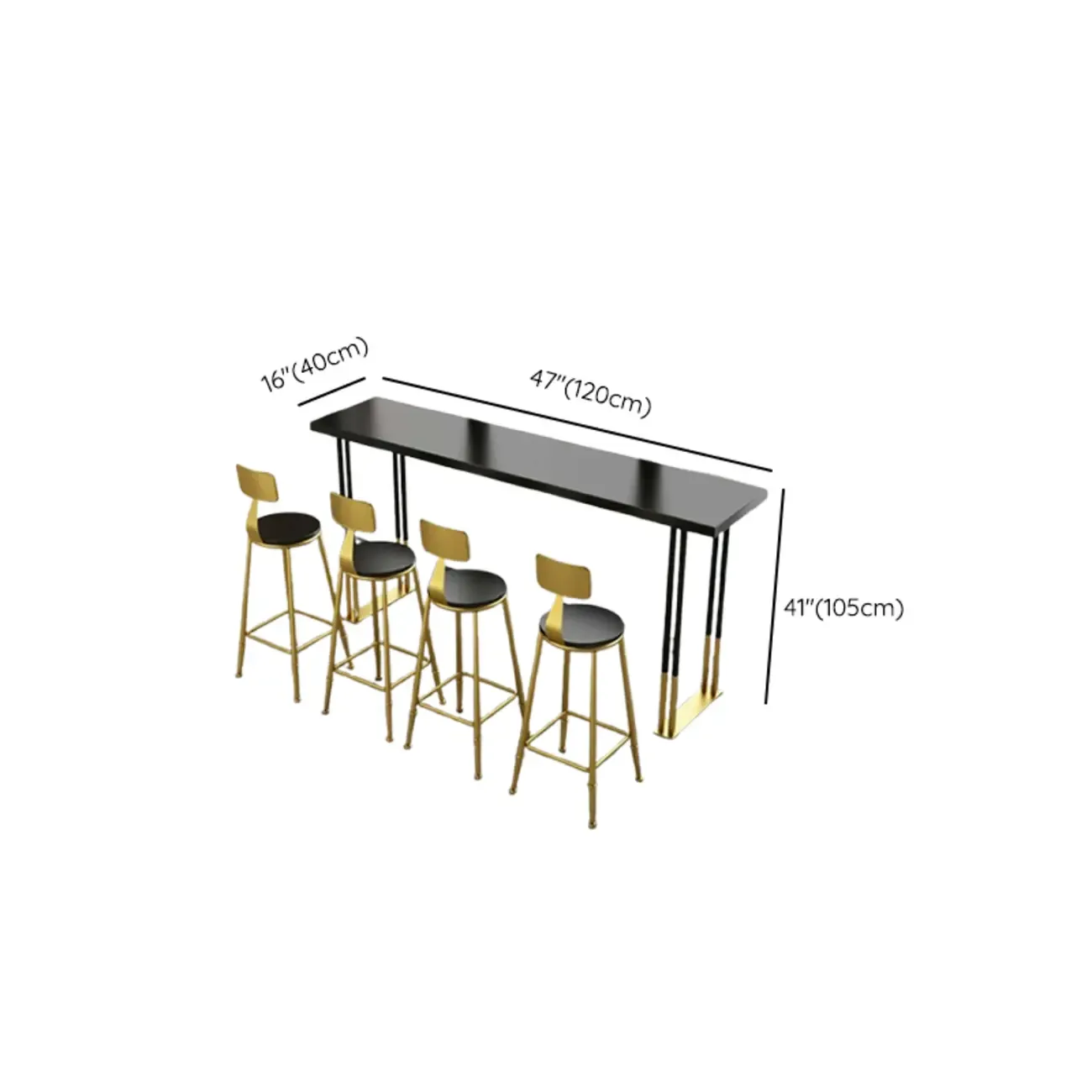 Lavish Black Gold Wood Metal Sled Bar Tables #size