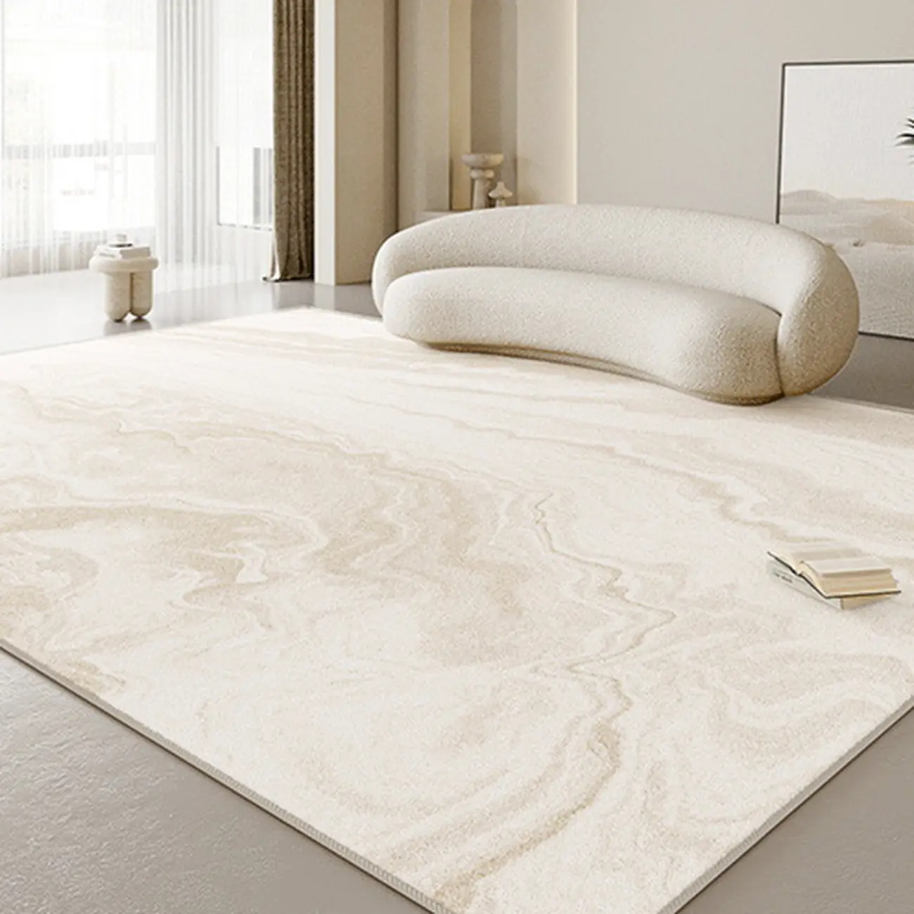 Modern Polyester Marble Pattern Rectangle Area Rug Image - 1 | homeyfad