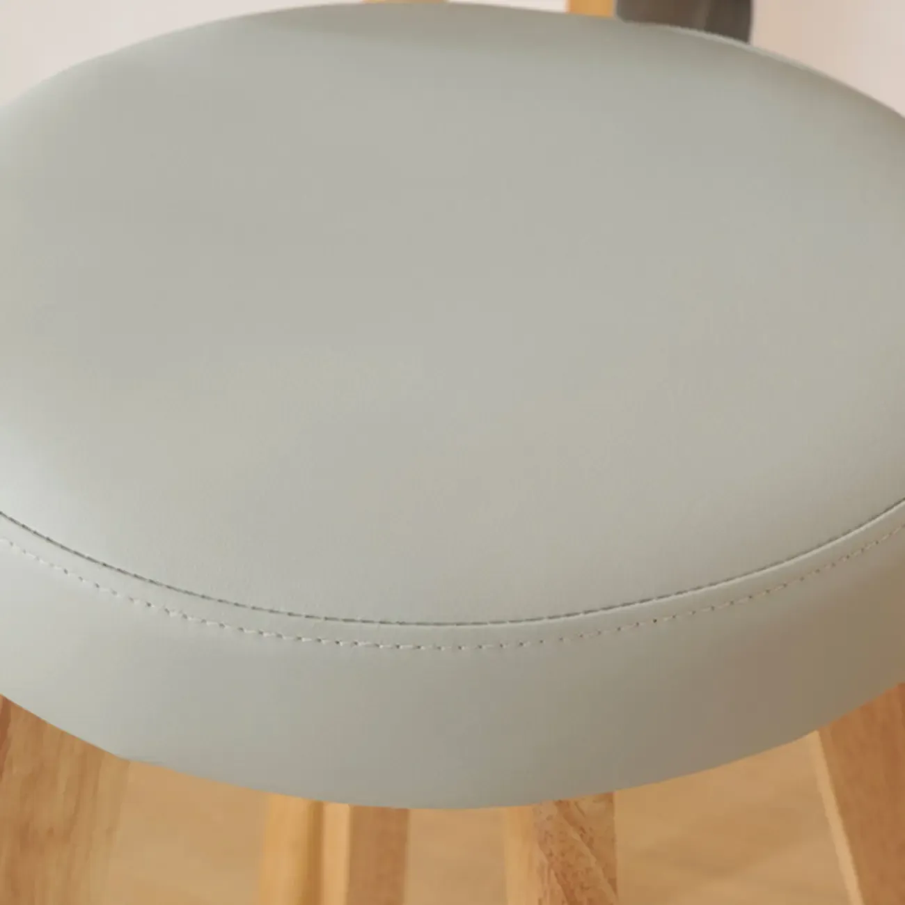 Natural Wood Round Leather Swivel Bar Stools Image - 14