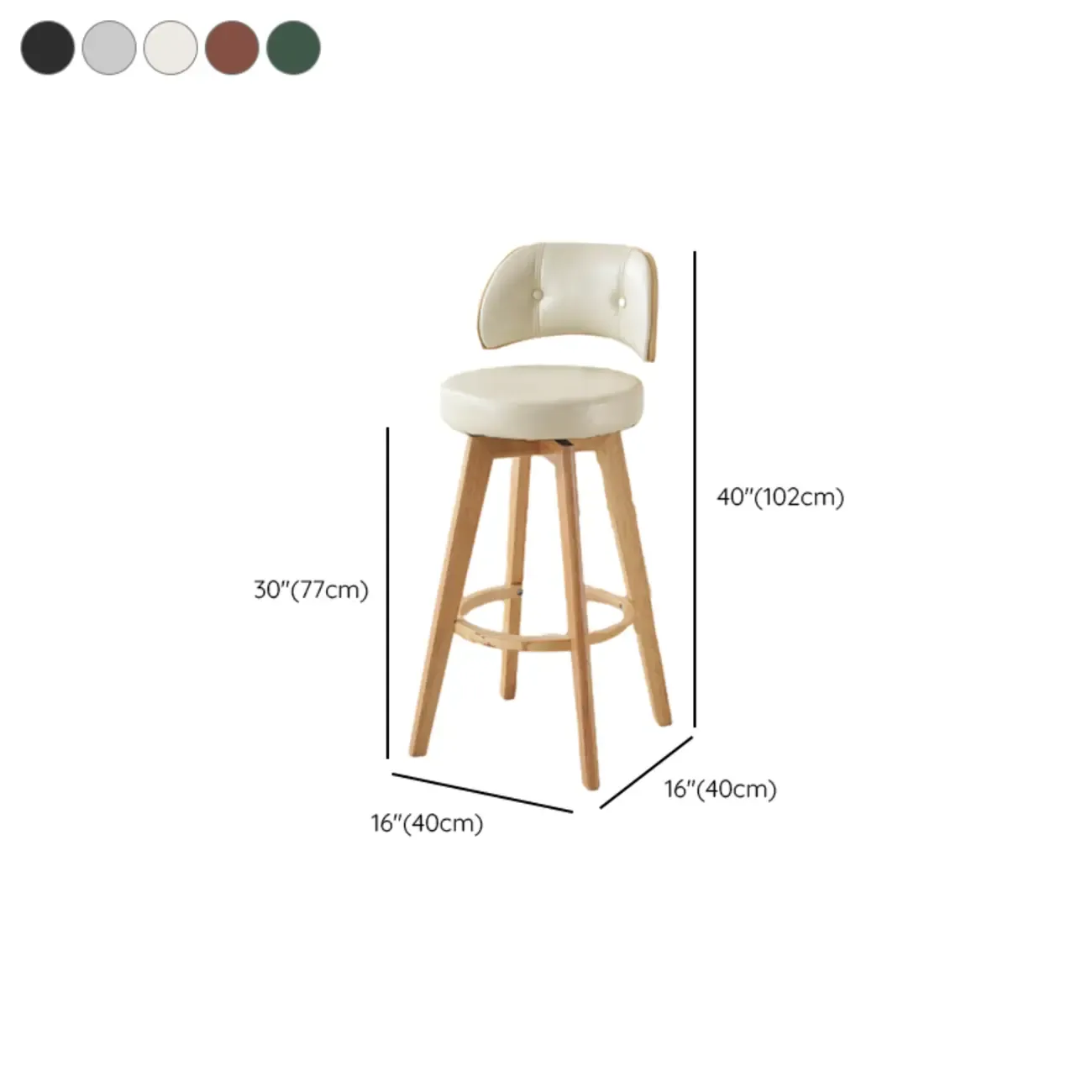 Natural Wood Round Leather Swivel Bar Stools Image - 31