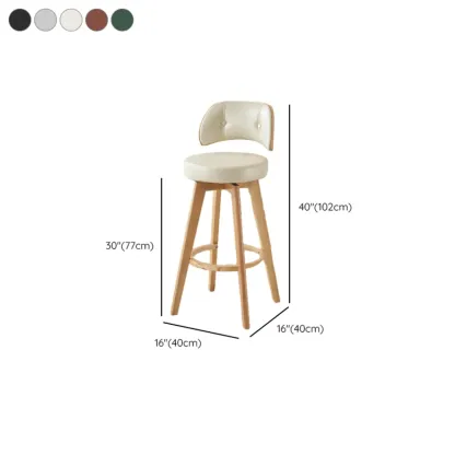 Natural Wood Round Leather Swivel Bar Stools Image - 31