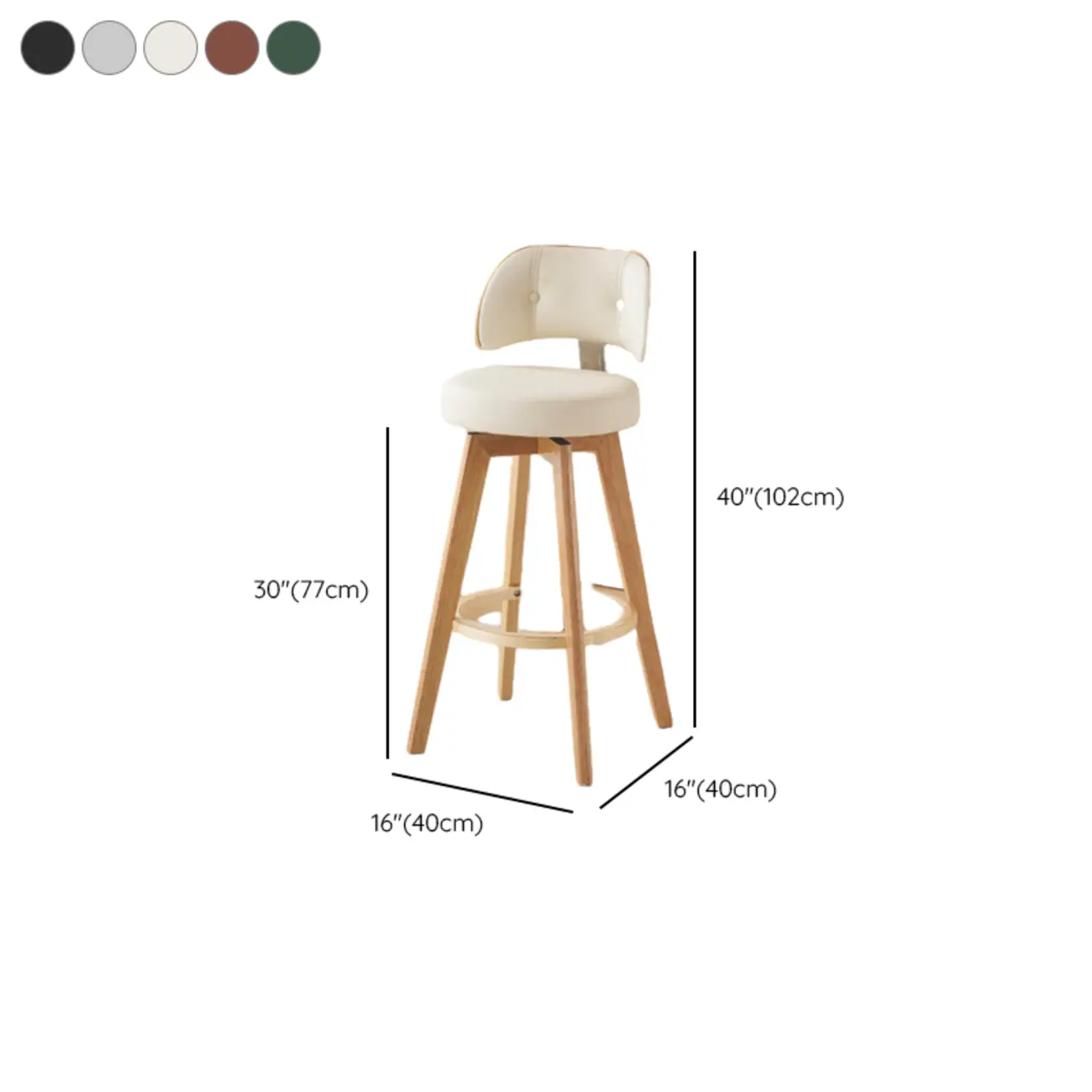 Natural Wood Round Leather Swivel Bar Stools Image - 32 | homeyfad