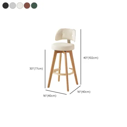 Natural Wood Round Leather Swivel Bar Stools Image - 32