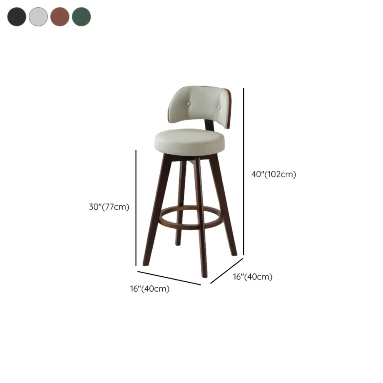 Natural Wood Round Leather Swivel Bar Stools Image - 33