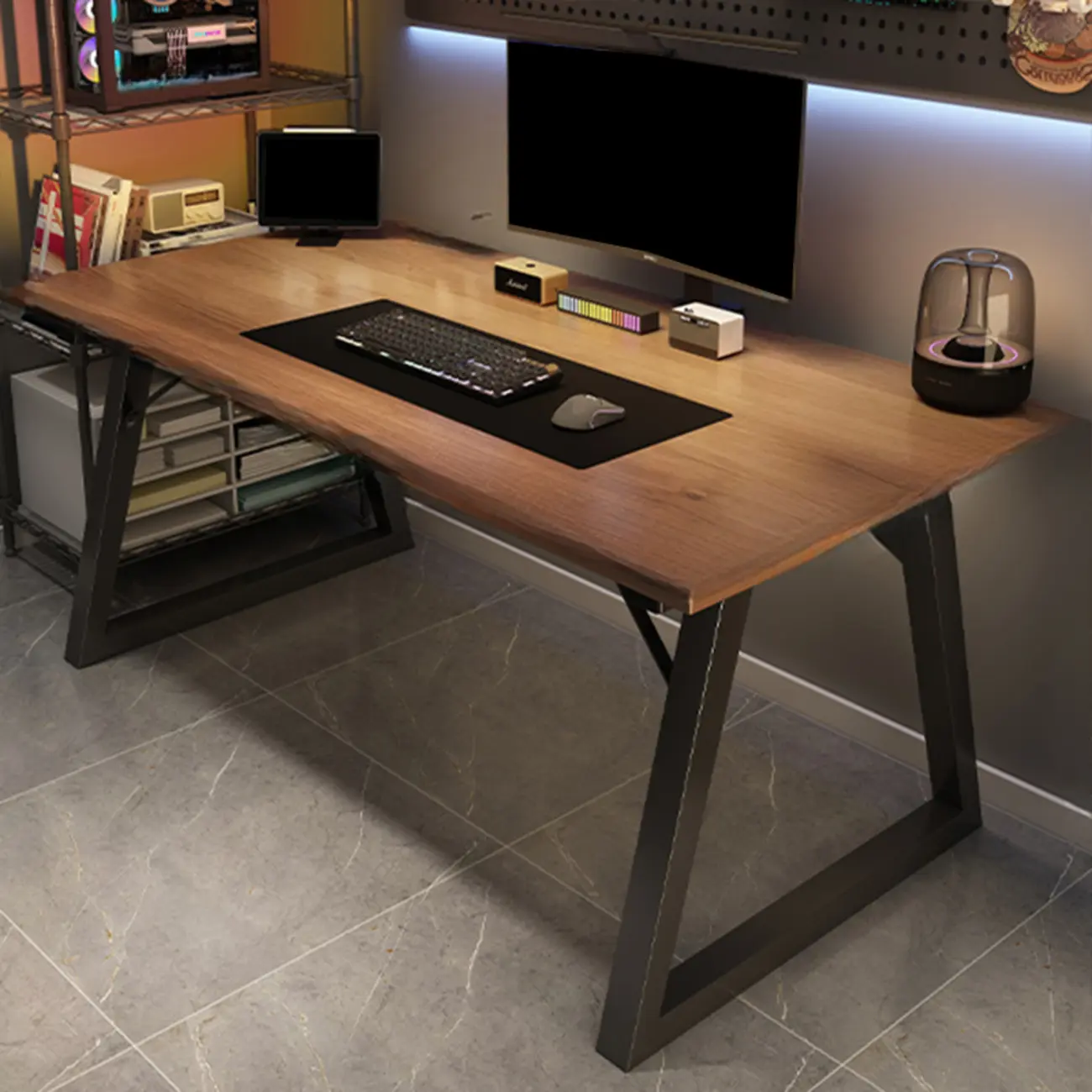 Modern Metal Computer Writing Desk with Storage for Home Image - 1 | homeyfad