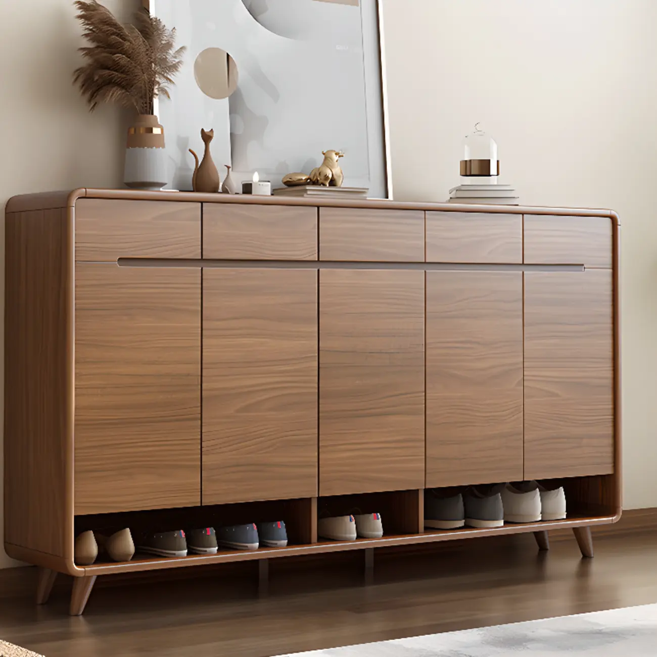 Modern Wood Hallway Shoe Cabinet with Drawers Image - 1 | homeyfad