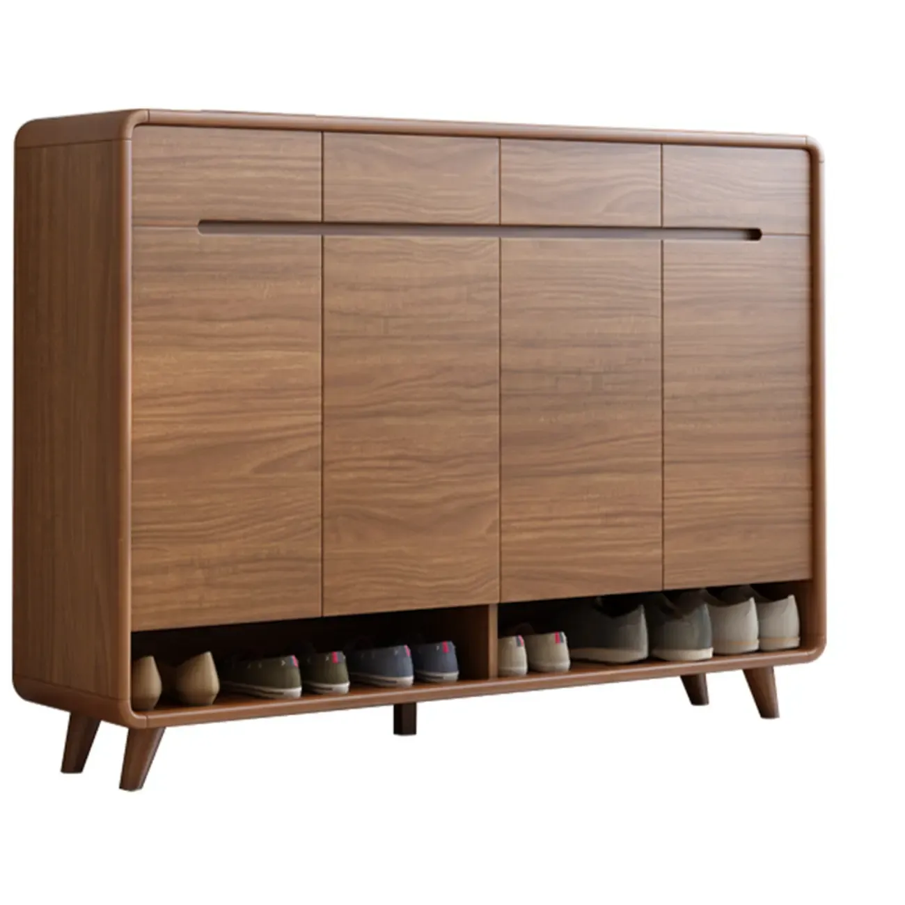 Modern Wood Hallway Shoe Cabinet with Drawers Image - 5