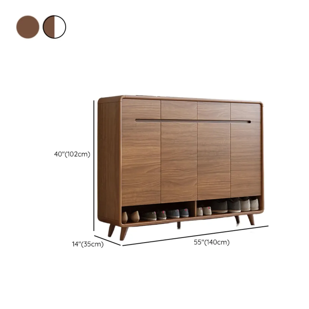 Modern Wood Hallway Shoe Cabinet with Drawers Image - 12
