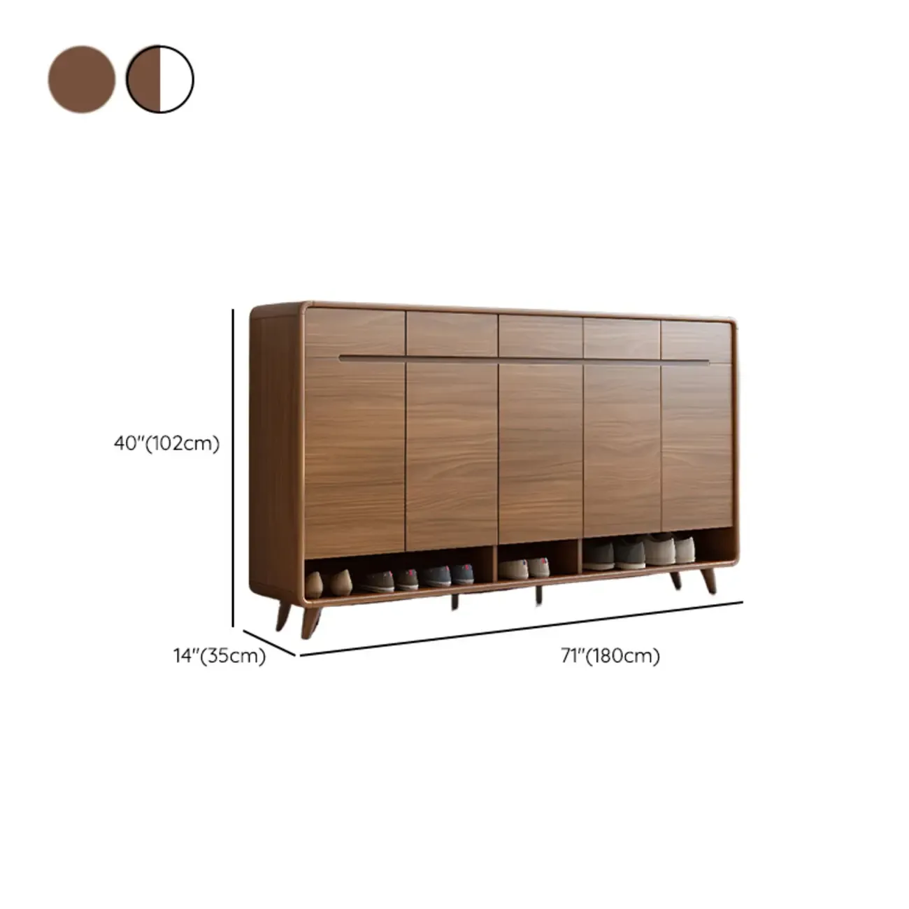 Modern Wood Hallway Shoe Cabinet with Drawers Image - 13