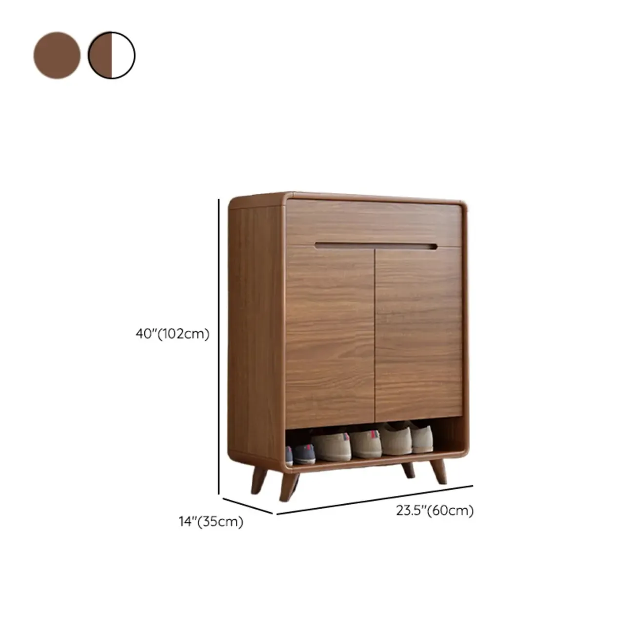 Modern Wood Hallway Shoe Cabinet with Drawers Image - 14