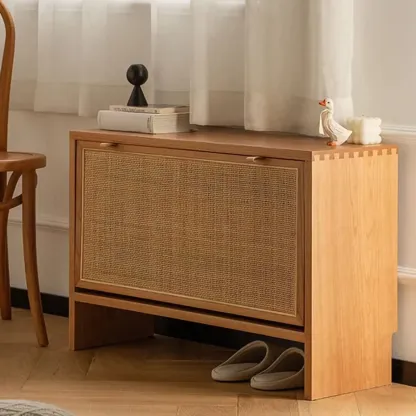 Boho Solid Wood Tipping Shoe Cabinet in Brown Image - 4