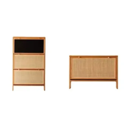 Boho Solid Wood Tipping Shoe Cabinet in Brown Image - 5