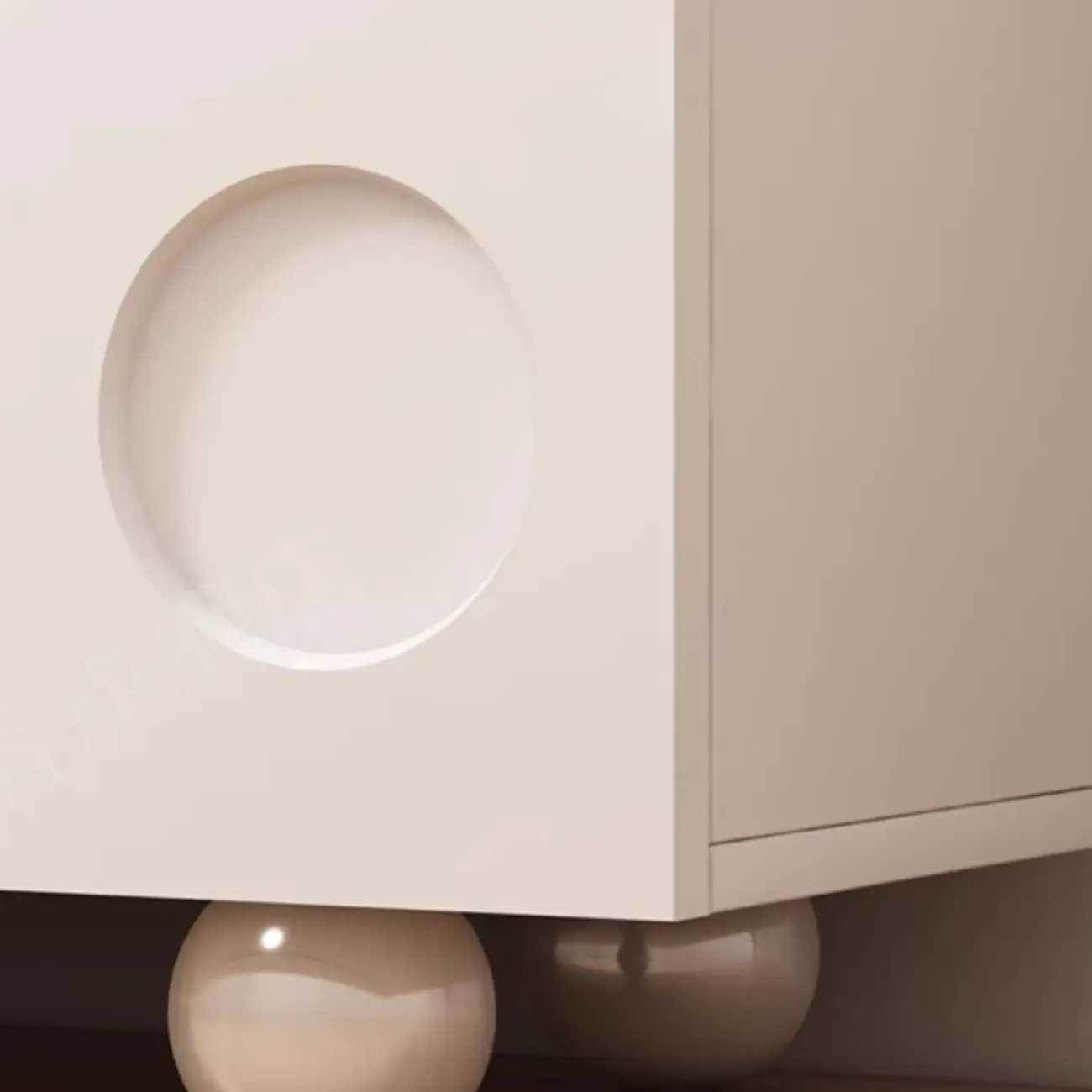 White Wooden 3D Circle Pattern Shoe Cabinet for Entryway Image - 10