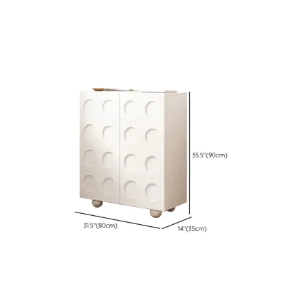 White Wooden 3D Circle Pattern Shoe Cabinet for Entryway #size
