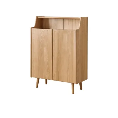 Solid Wood Entryway Shoe Cabinet with Display Top Image - 3