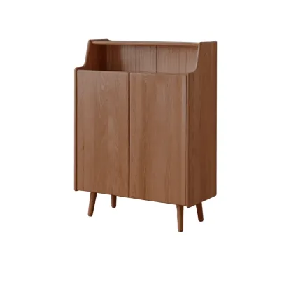 Solid Wood Entryway Shoe Cabinet with Display Top Image - 4