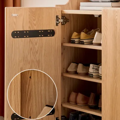 Solid Wood Entryway Shoe Cabinet with Display Top Image - 8