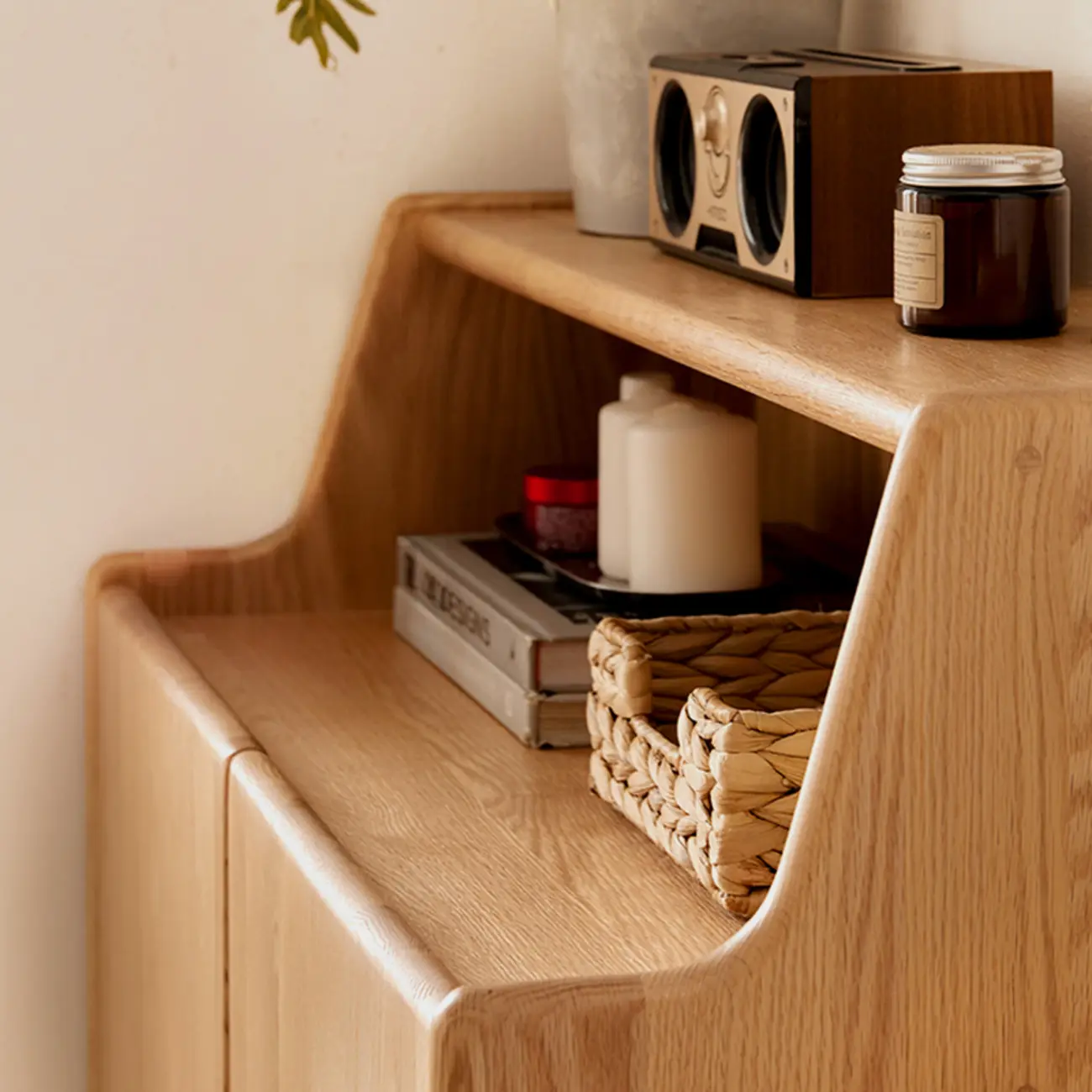 Solid Wood Entryway Shoe Cabinet with Display Top Image - 9 | homeyfad