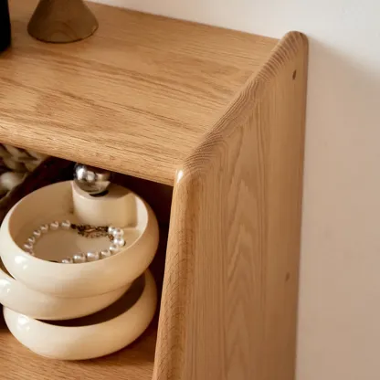 Solid Wood Entryway Shoe Cabinet with Display Top Image - 10